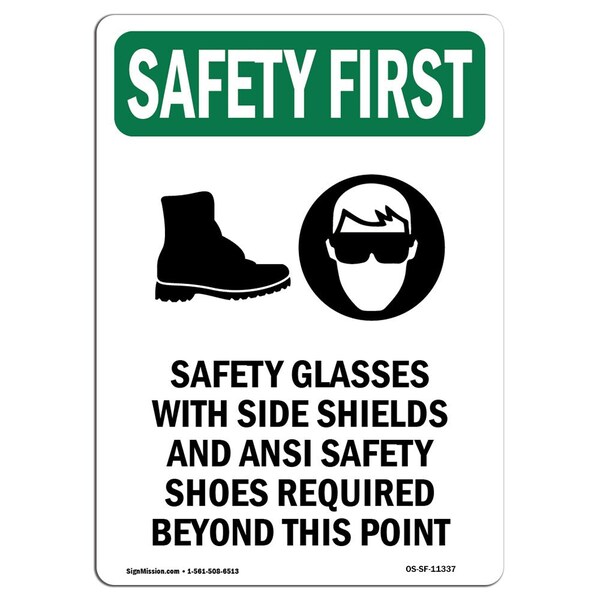 Signmission OSHA Sign, Glasses W/ W/ Symbol, 18in X 12in Rigid Plastic, 12" W, 18" H, Portrait OS-SF-P-1218-V-11337 - main